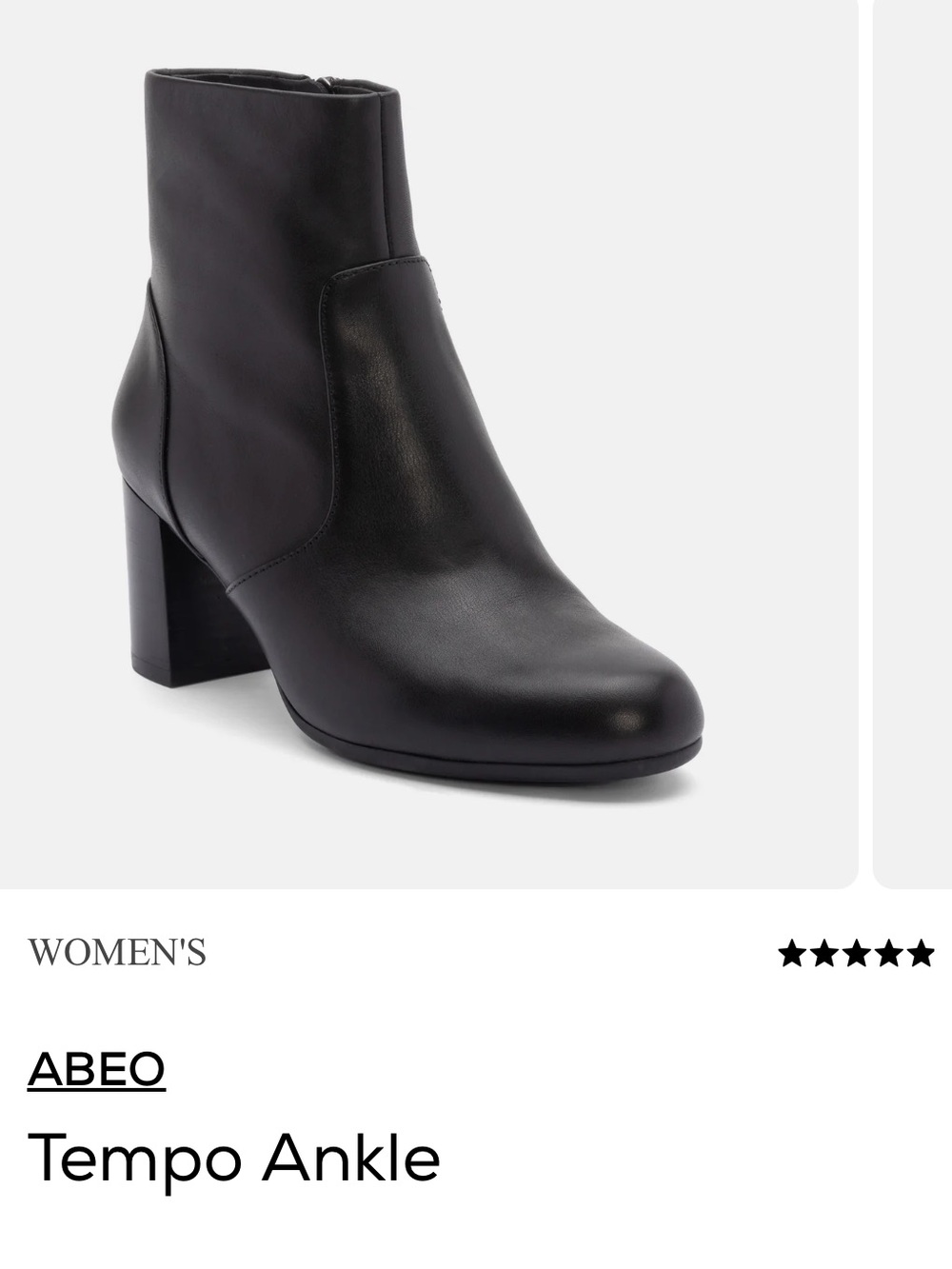 ABEO Walking Co Black Leather Block Heel Ankle Boot